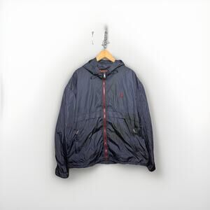 Polo Ralph Lauren 3XB Navy Hooded Windbreaker Jacket Full Zip Red Pony